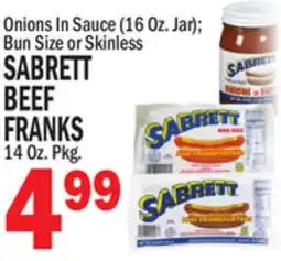 C Town SABRETT BEEF FRANKS, 14. Pkg offer
