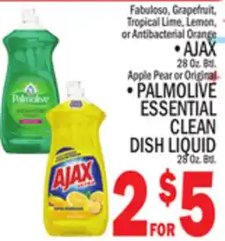 C Town AJAX 28 Oz. Btl, PALMOLIVE ESSENTIAL CLEAN DISH LIQUID 28 Oz. Btl offer