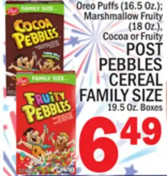 C Town POST PEBBLES CEREAL FAMILY SIZE 19.5 Oz. Boxes offer