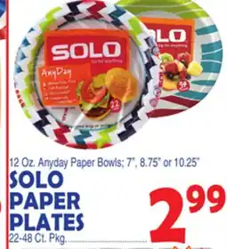 Bravo Supermarkets SOLO PAPER PLATES offer