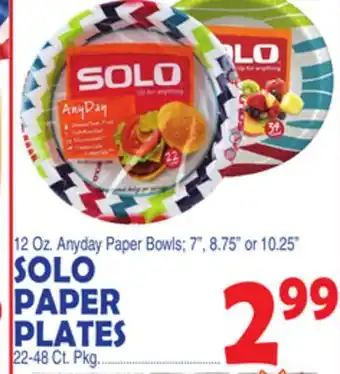Bravo Supermarkets SOLO PAPER PLATES offer
