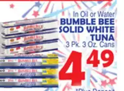 Bravo Supermarkets BUMBLE BEE SOLID WHITE TUNA offer