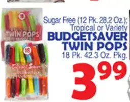 Bravo Supermarkets BUDGETSAVER TWIN POPS 18 Pk. 42.3 Oz. Pkg offer