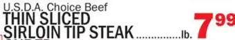 Bravo Supermarkets THIN SLICED SIRLOIN TIP STEAK offer