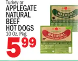 Bravo Supermarkets APPLEGATE NATURAL BEEF HOT DOGS offer