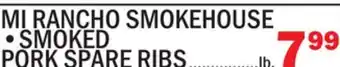 Bravo Supermarkets MI RANCHO SMOKEHOUSE SMOKED PORK SPARE RIBS offer
