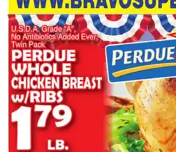 Bravo Supermarkets PERDUE WHOLE CHICKEN BREAST w/RIBS offer