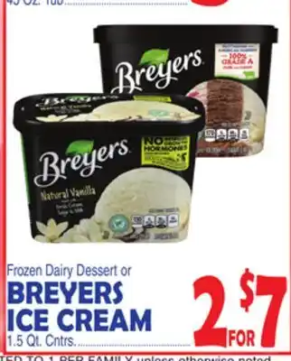 Bravo Supermarkets BREYERS ICE CREAM offer