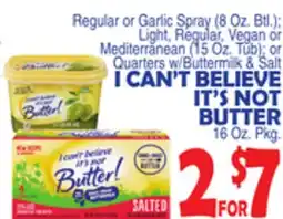 Bravo Supermarkets I CAN'T BELIEVE IT'S NOT BUTTER 16 Oz. Pkg offer