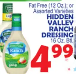 Bravo Supermarkets HIDDEN VALLEY RANCH DRESSING 16 Oz. Btl offer