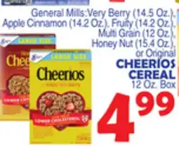 Bravo Supermarkets CHEERIOS CEREAL 12 Oz. Box offer