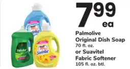 ACME Palmolive Original Dish Soap 70 fl. oz. or Suavitel Fabric Softener 105 fl. oz. btl offer