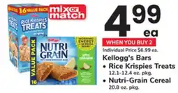 ACME Kellogg's Bars Rice Krispies Treats 12.1-12.4 oz. pkg., Nutri-Grain Cereal 20.8 oz. pkg offer