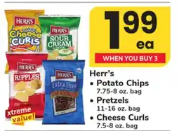 ACME Herr's • Potato Chips 7.75-8 oz. bag • Pretzels 11-16 oz. bag • Cheese Curls 7.5-8 oz. bag offer
