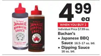 ACME Bachan's Japanese BBQ Sauce 16.5-17 oz. btl., Dipping Sauce 16 oz. btl offer
