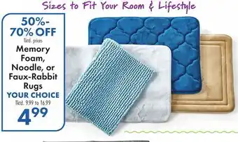 Boscov's Memory Foam, Noodle, or Faux-Rabbit Rugs offer