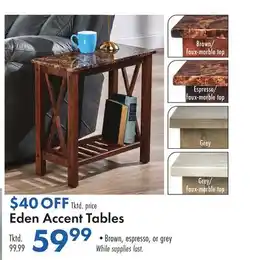 Boscov's Eden Accent Tables offer