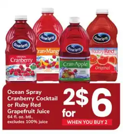 ACME Ocean Spray Cranberry Cocktail or Ruby Red Grapefruit Juice offer