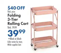 Boscov's Folding 3-Tier Rolling Cart offer