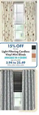 Boscov's Light-Filtering Cordless Vinyl Mini Blinds offer