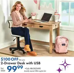 Boscov's 2-Drawer Desk with USB offer
