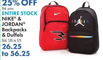 Boscov's ENTIRE STOCK NIKE & JORDAN Backpacks & Duffels offer