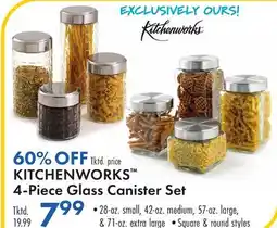 Boscov's KITCHENWORKS 4-Piece Glass Canister Set offer