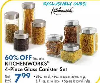 Boscov's KITCHENWORKS 4-Piece Glass Canister Set offer