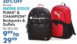 Boscov's PUMA & CHAMPION Backpacks & Duffels offer