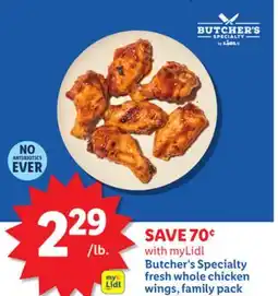 Lidl myLidl Butcher's Specialty fresh whole chicken wings, family pack offer