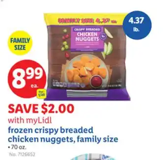 Lidl frozen crispy breaded chicken nuggets, family size offer