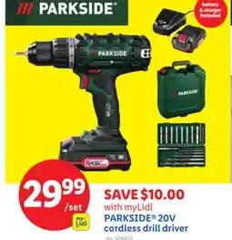 Lidl PARKSIDE 20V cordless drill driver offer