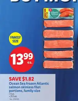 Lidl Ocean Sea frozen Atlantic salmon skinless filet portions, family size offer