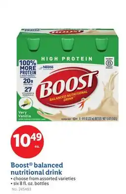 Lidl Boost balanced nutritional drink offer