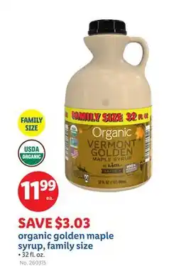Lidl organic golden maple syrup, family size offer