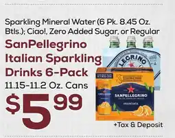 DeCicco & Sons SanPellegrino Italian Sparkling Drinks 6-Pack 11.15 - 11.2 Oz. Cans offer