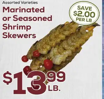 DeCicco & Sons Marinated or Seasoned Shrimp Skewers offer
