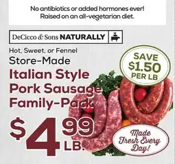 DeCicco & Sons Italian Style Pork Sausage Family-Pack offer