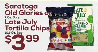 DeCicco & Sons Saratoga Old Glories or 7 Oz. Bag Late July Tortilla Chips 10.1 Oz. Bag offer