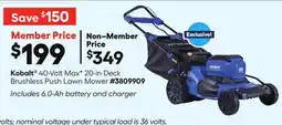 Lowe's 40-Volt MaxV 20-in Deck Brushless Push Lawn Mower offer