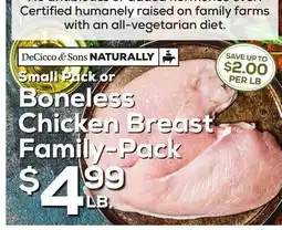 DeCicco & Sons Small Pack or Boneless Chicken Breast Family-Pack offer