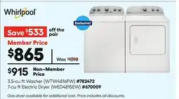 Lowe's 3.5-cu ft Washer, 7-cu ft Electric Dryer offer