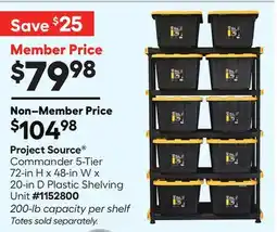 Lowe's Commander 5-Tier 72-in H x 48-in W x 20-in D Plastic Shelving Unit offer