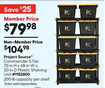 Lowe's Commander 5-Tier 72-in H x 48-in W x 20-in D Plastic Shelving Unit offer