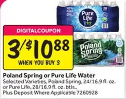 Stop&Shop Poland Spring or Pure Life Water offer