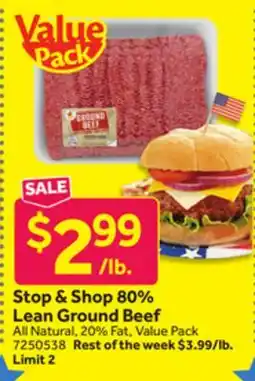 Stop&Shop Stop & Shop 80% Lean Ground Beef offer