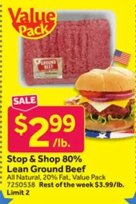 Stop&Shop Stop & Shop 80% Lean Ground Beef offer