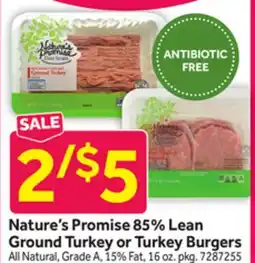 Stop&Shop Nature's Promise 85% Lean Ground Turkey or Turkey Burgers offer