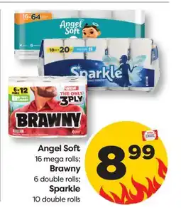 Weis Markets Angel Soft 16 mega rolls Brawny 6 double rolls Sparkle 10 double rolls offer