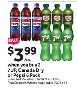 Stop&Shop 7UP, Canada Dry or Pepsi 6 Pack offer